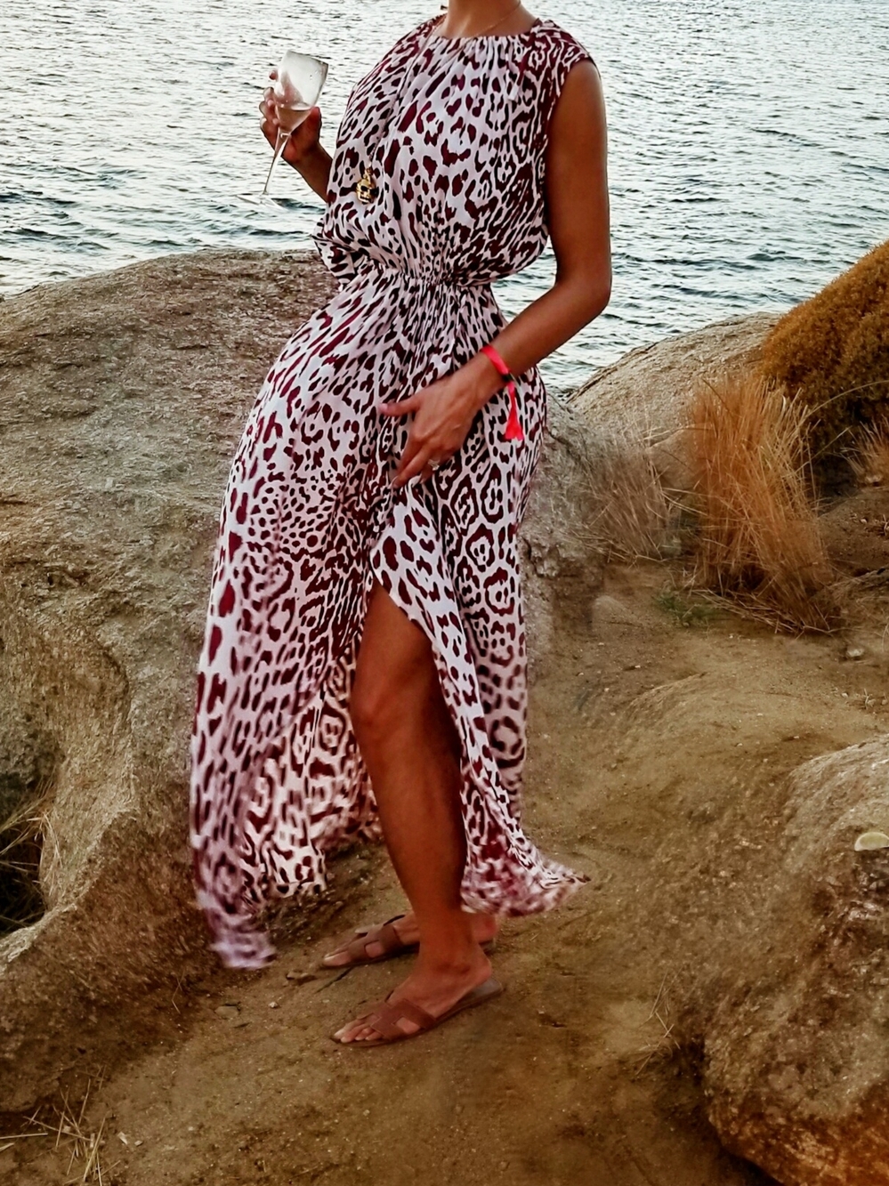 Robert Rodriguez Pink and White Leopard-Print Maxi Dress Size S